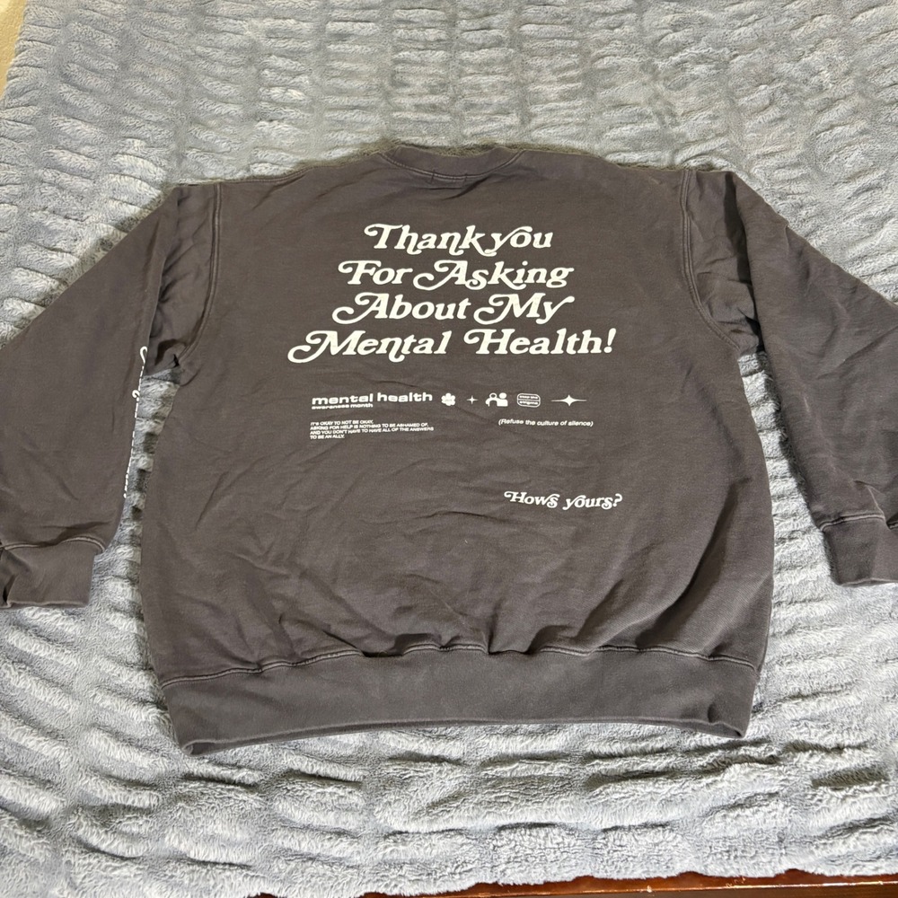 Mayfair The Label Mental Health Awareness Oversized Sweatshirt Charcoal One Size